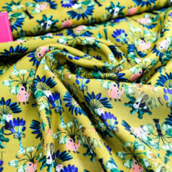 Stoff 83514 Viscose Print Senf/mehrfarbig